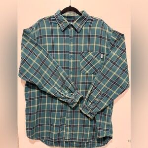 Carhartt Shirt Men’s XL Blue Green Plaid Flannel Heavy Button Collar Relaxed